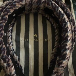 Lele Sadoughi Plum and Cream Houndstooth Headband